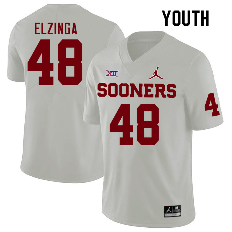 Youth #48 Luke Elzinga Oklahoma Sooners College Football Jerseys Stitched-White
